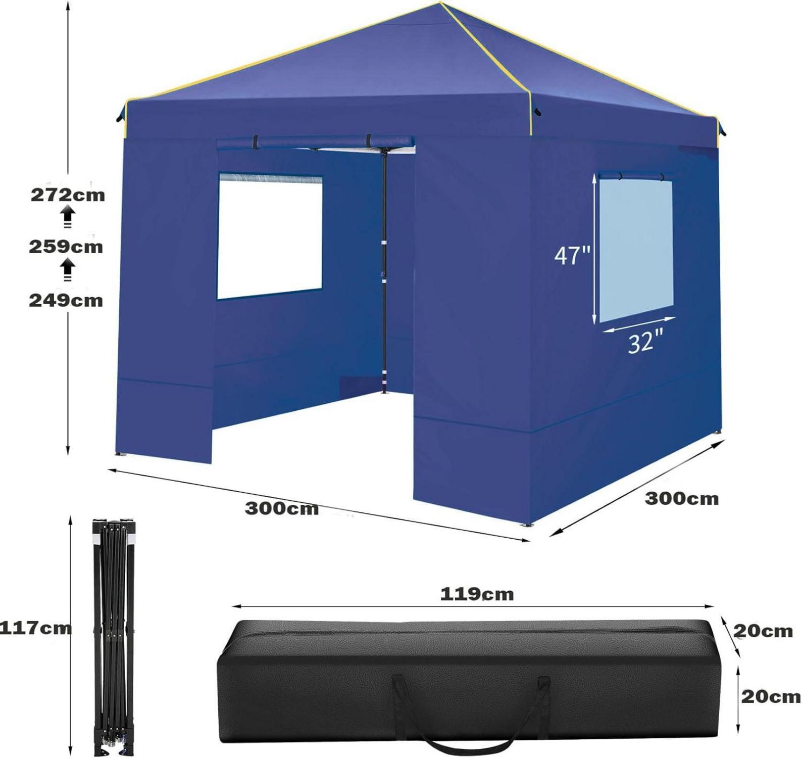 COBIZI Pavillon 3x3 Wasserdicht Stabil Pop Up Partyzelt Marineblau