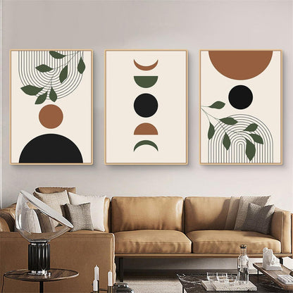 Trayosin Poster Set 3 Stück Abstrakt Kunstdruck Wandbilder ohne Rahmen 50x70cm Grün