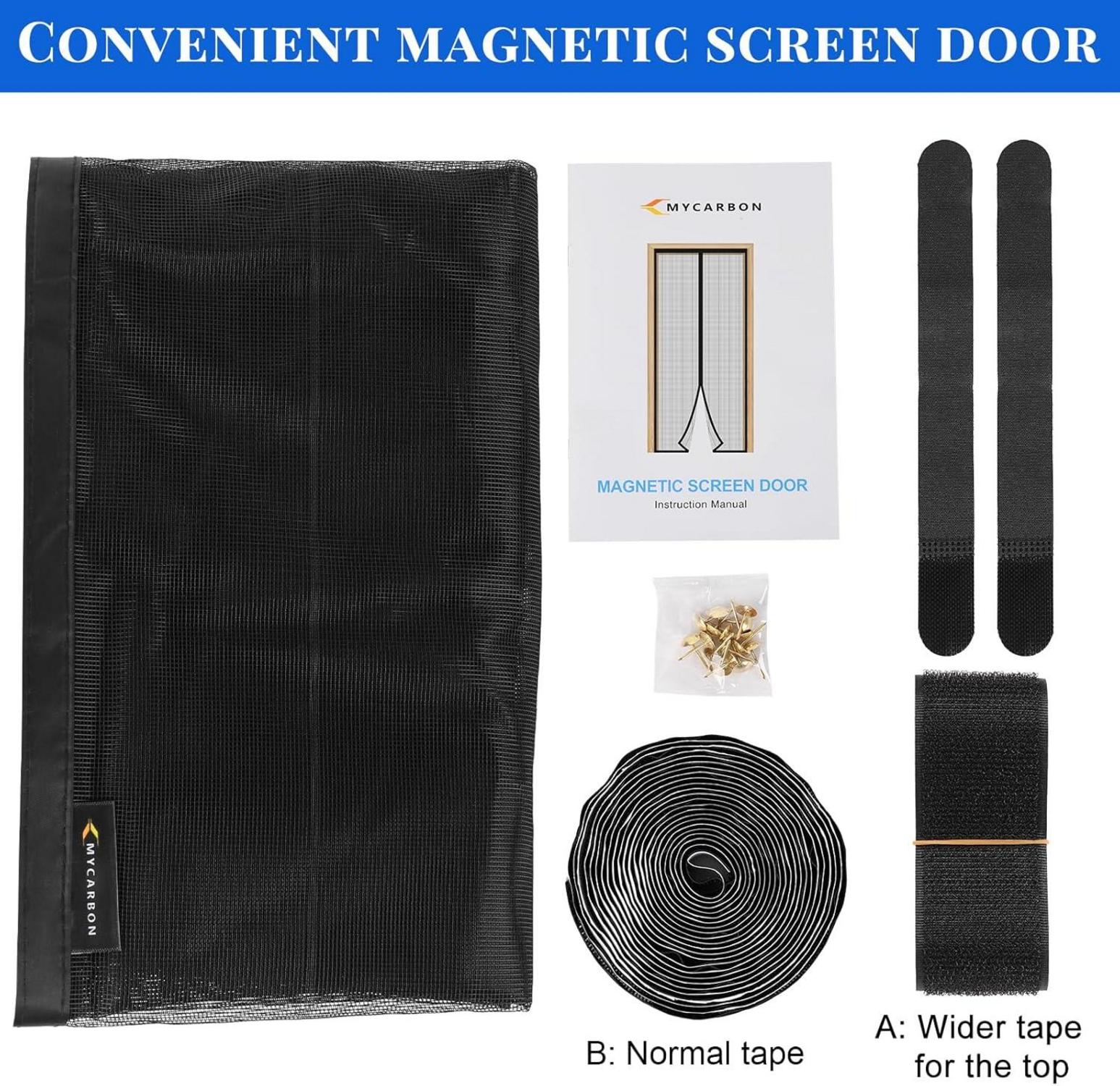 MYCARBON Fliegengitter Balkontür Magnet Insektenschutz 90x210cm Schwarz