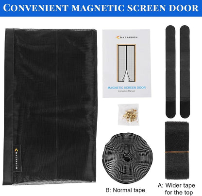 MYCARBON Fliegengitter Balkontür Magnet Insektenschutz 90x210cm Schwarz