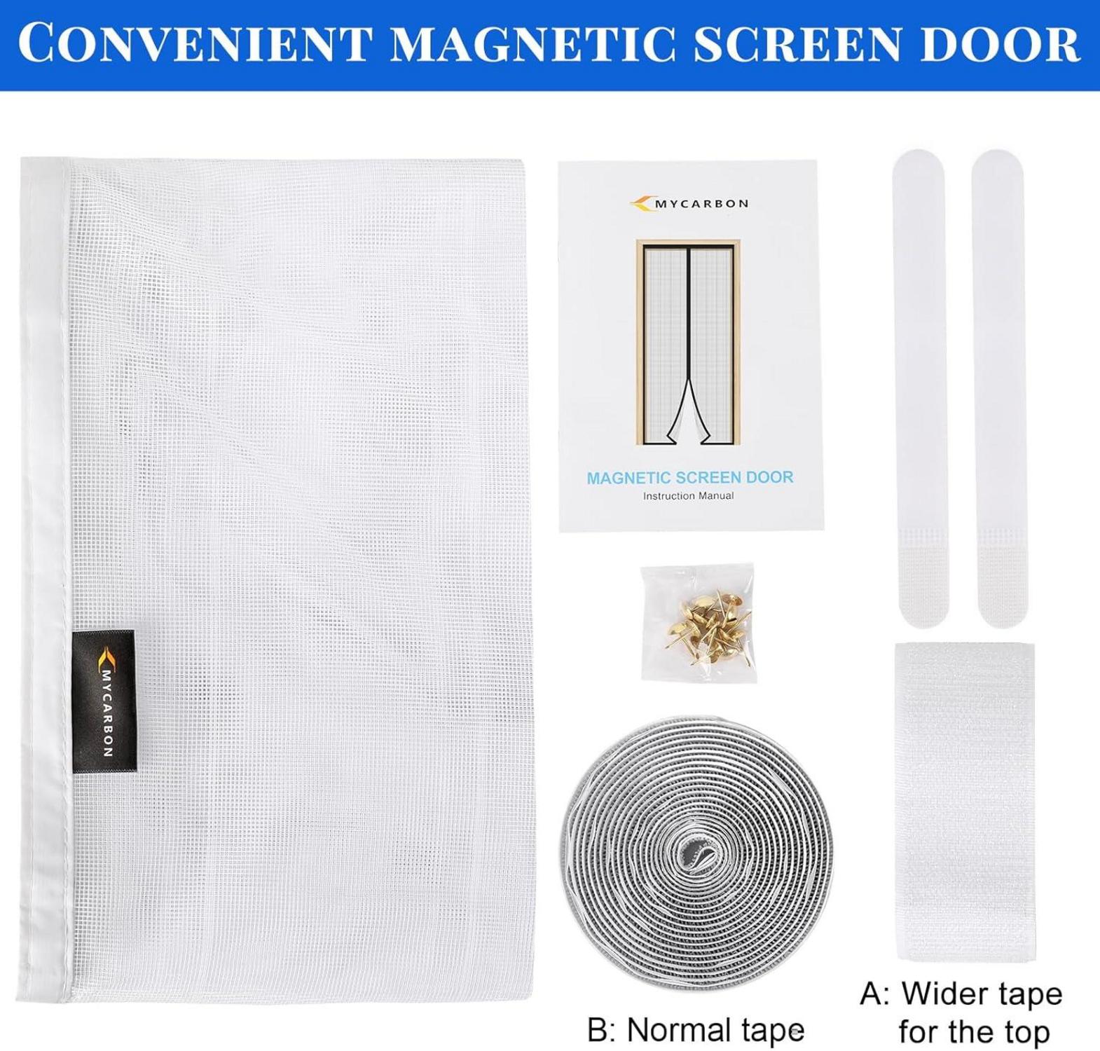 Fliegengitter Balkontür Magnet Insektenschutz 90x210cm Weiß Magnetverschluss