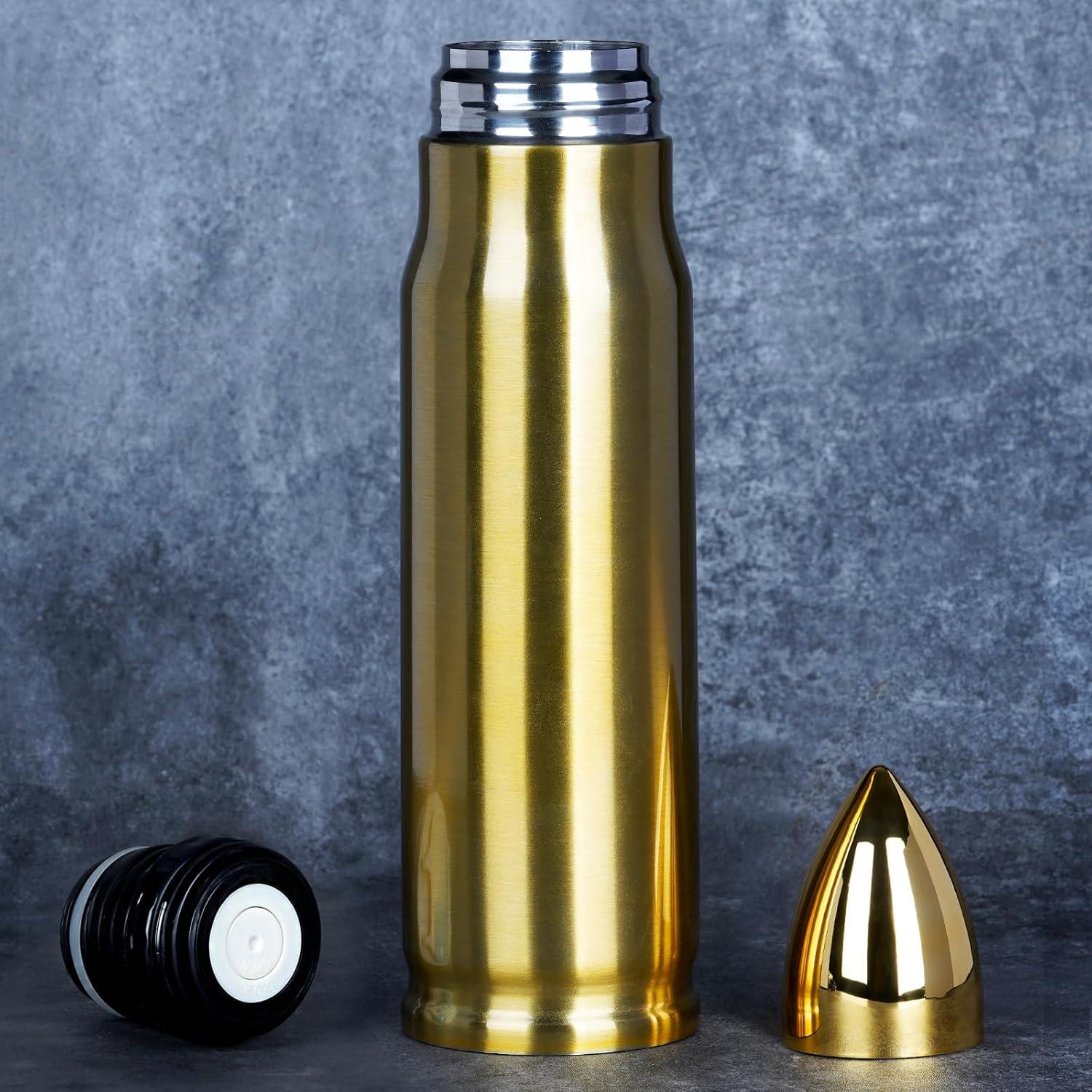 Goldene Edelstahl Thermosflasche 1L für Jäger & Piraten