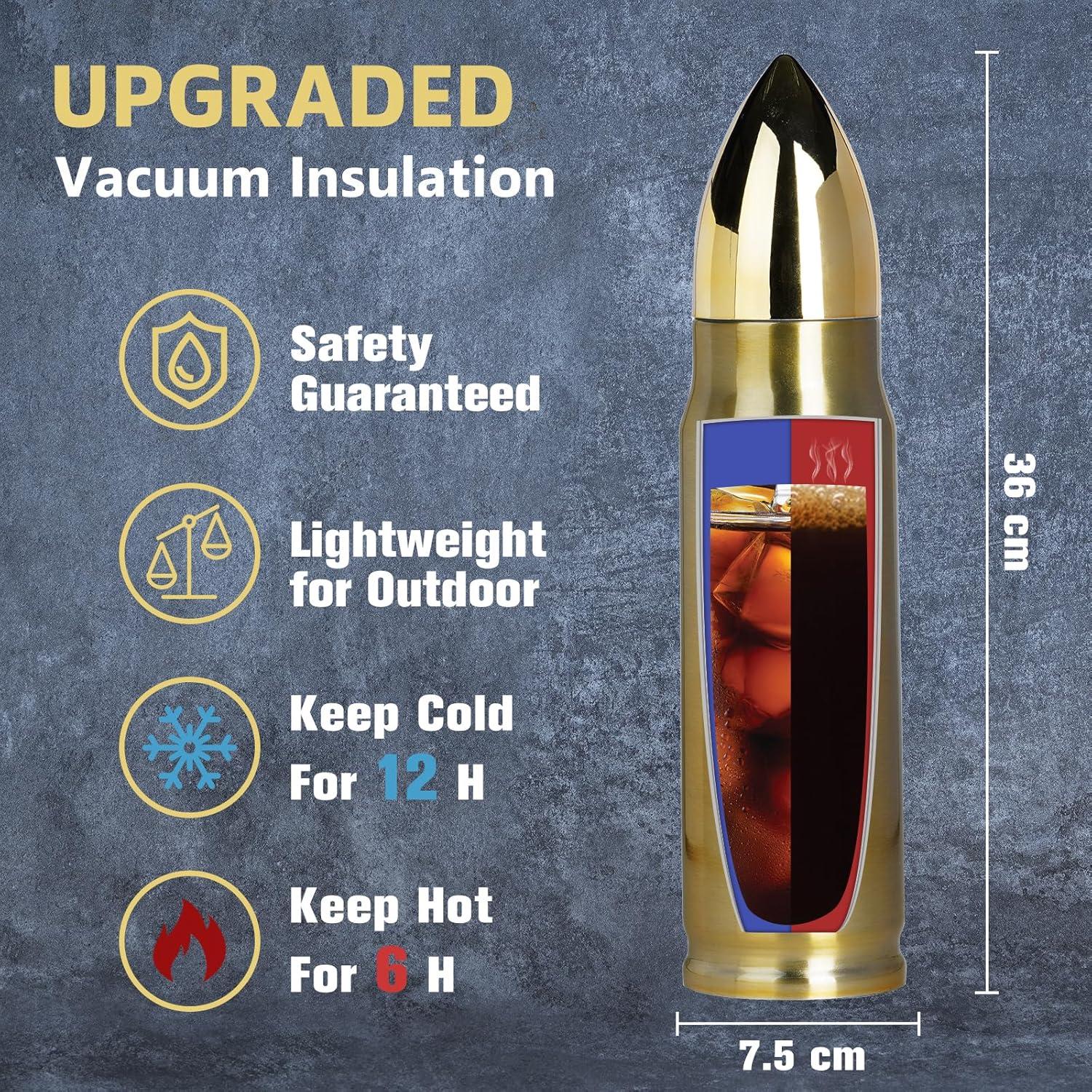 Goldene Edelstahl Thermosflasche 1L für Jäger und Piraten