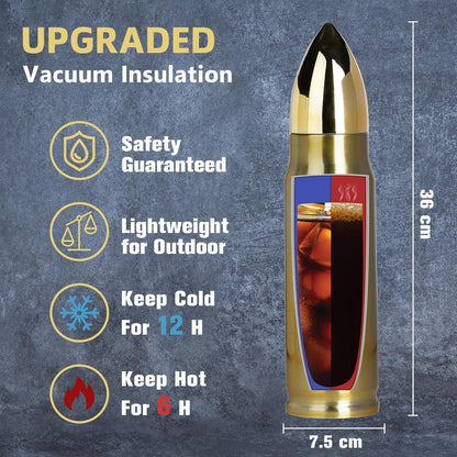 Goldene Edelstahl Thermosflasche 1L für Jäger und Piraten