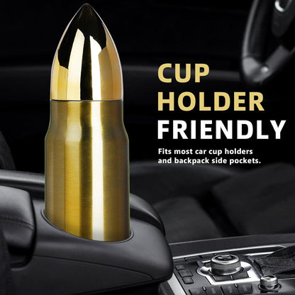 Goldene Edelstahl Thermosflasche 1L - Jäger Geschenk Weihnachten