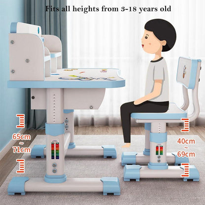 Kinder-Schreibtisch-und Stuhl-Set höhenverstellbar Cartoon-Muster ergonomisch für Jungen und Mädchen