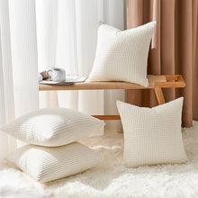 Kissenbezug 40x40 Creme Weiß 4er Set Cord Kordsamt Squared