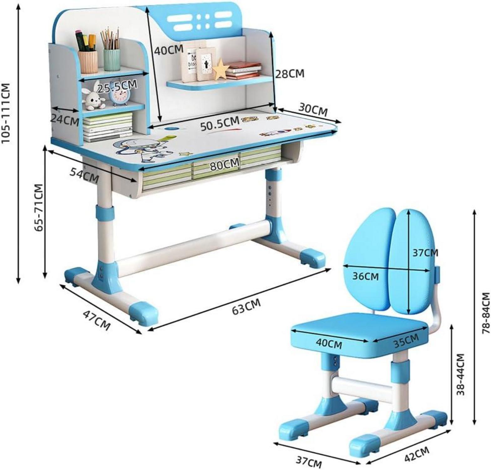 Kinder Schreibtisch und Stuhl Set höhenverstellbar Cartoon