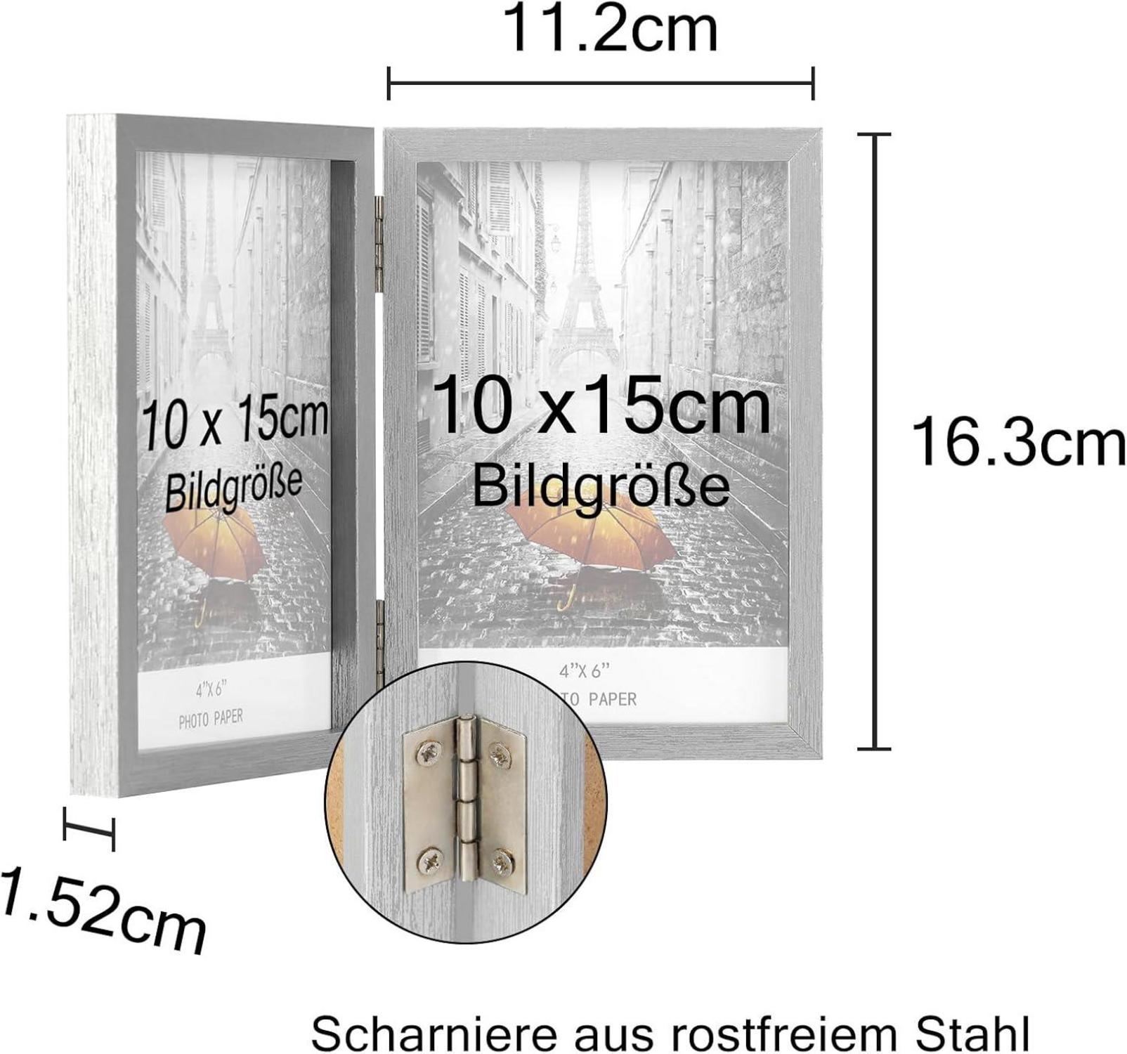 Doppelter Bilderrahmen aus Holz für Fotos im Format 10x15, klappbar
