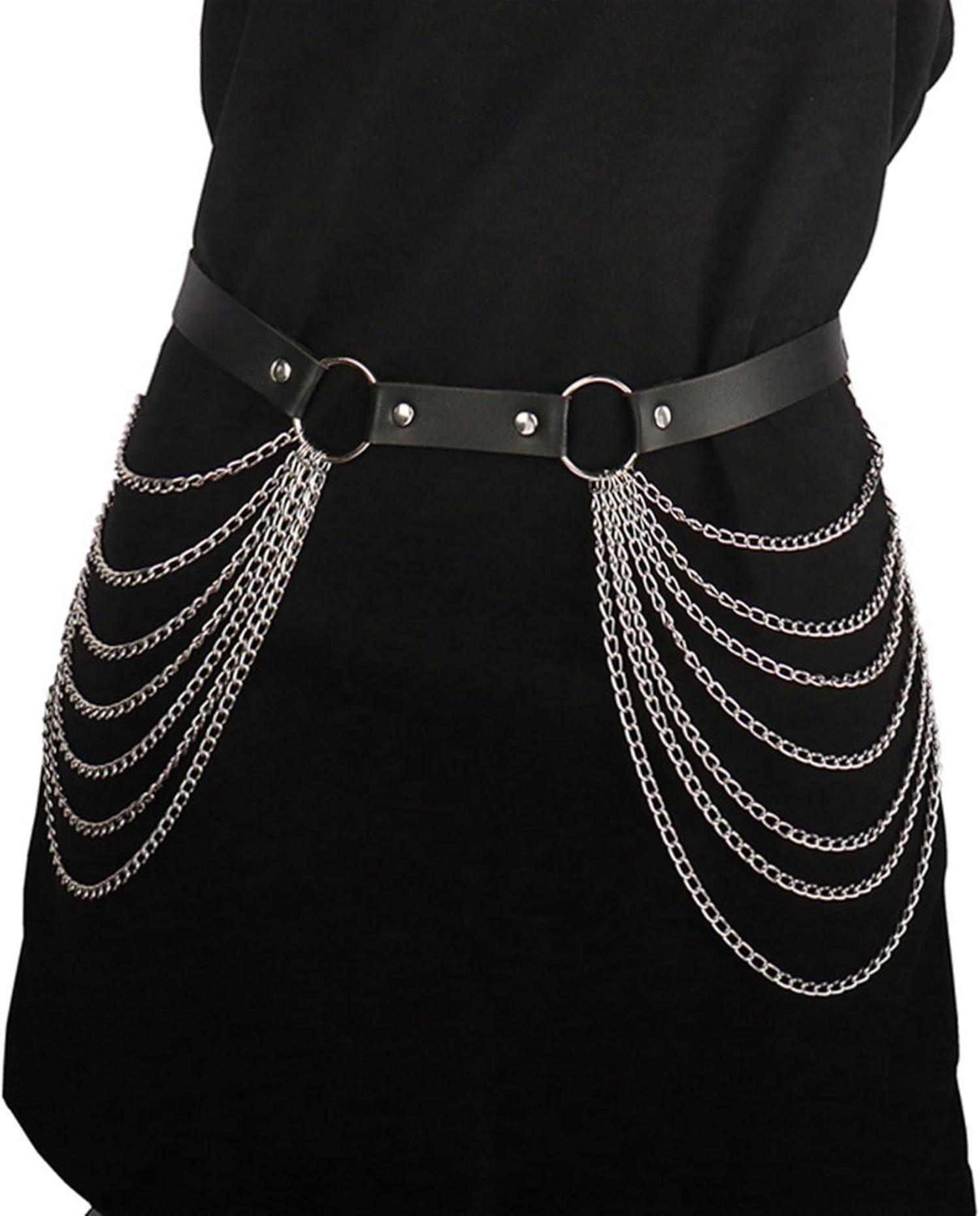 Schwarzes Damen Punk Leder Strumpfband Harness Gothic Dessous