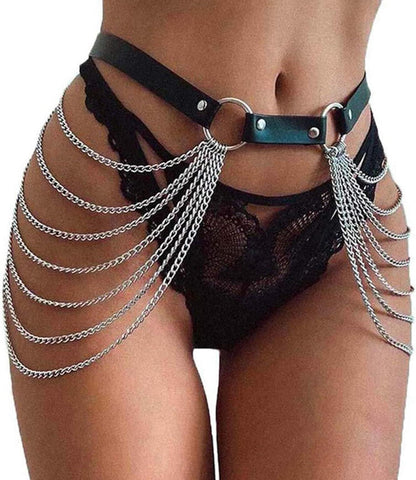 Damen Punk Leder Harness Strümpfe Strapse Dessous - TUYMNI