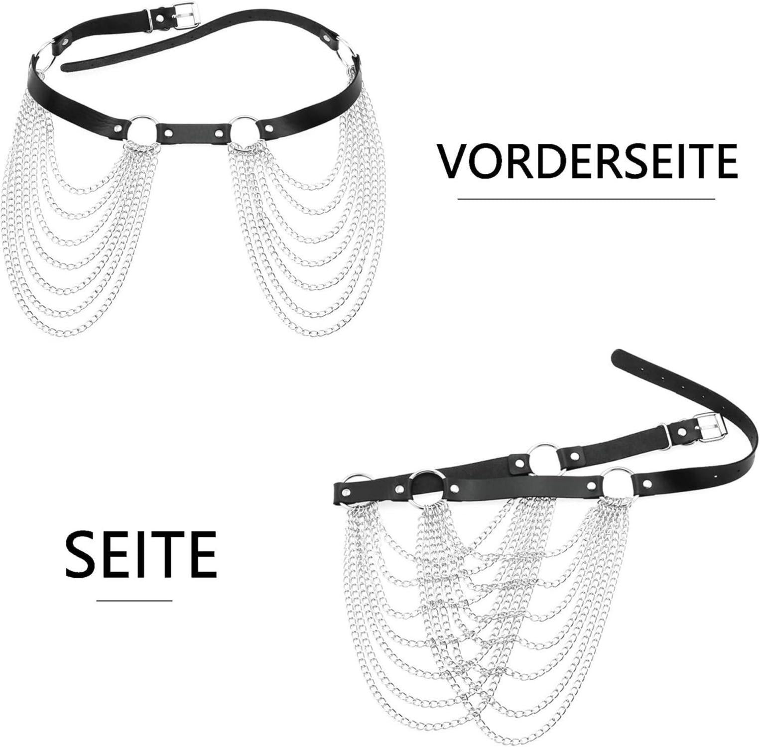 TUYMNI Damen Punk Leder Harness Strümpfe Strapse Dessous