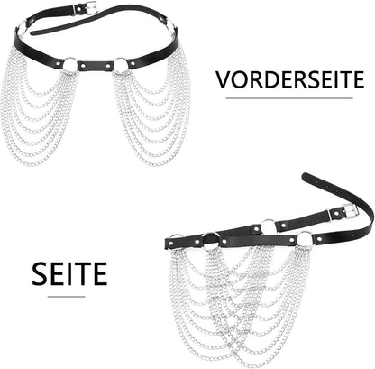 TUYMNI Damen Punk Leder Harness Strümpfe Strapse Dessous