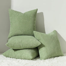 Kissenbezug 4er Set 45x45 Grün Kordsamt Cord Dekokissen Sofa