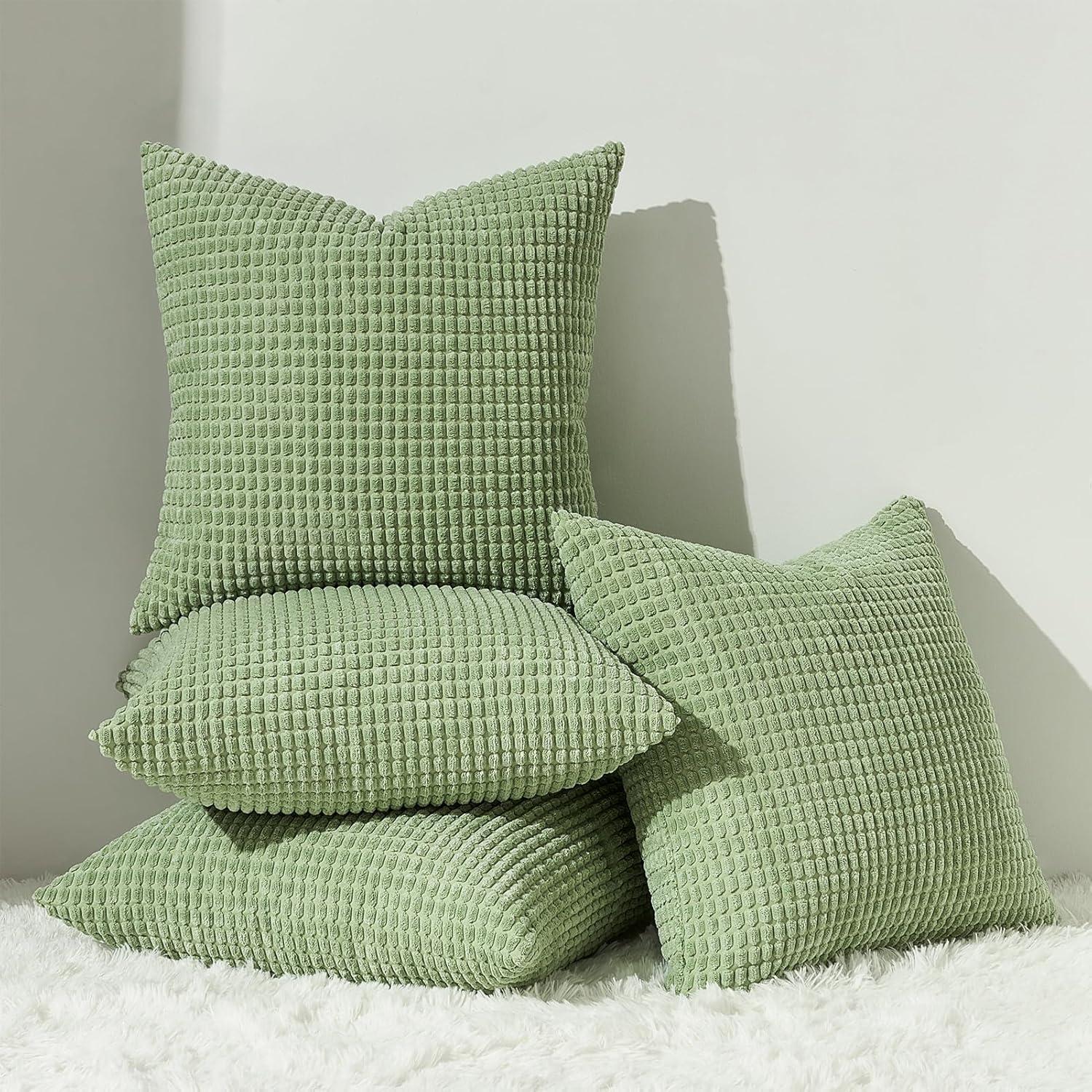 Kissenbezug Cord körnig 50x50 Set 4er grün flauschig