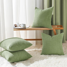 4er Set Kissenbezug 50x50 Grün Cord Kordsamt Flauschig Sofa