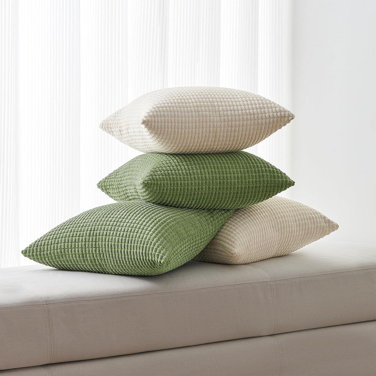 Kissenbezug Cord körnig 50x50 Set 4er grün flauschig