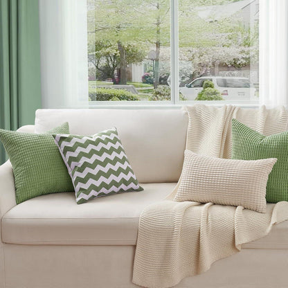 4er Set Kissenbezüge 50x50 Grün - Cord Kissenhüllen Sofa Wohnzimmer Kinder
