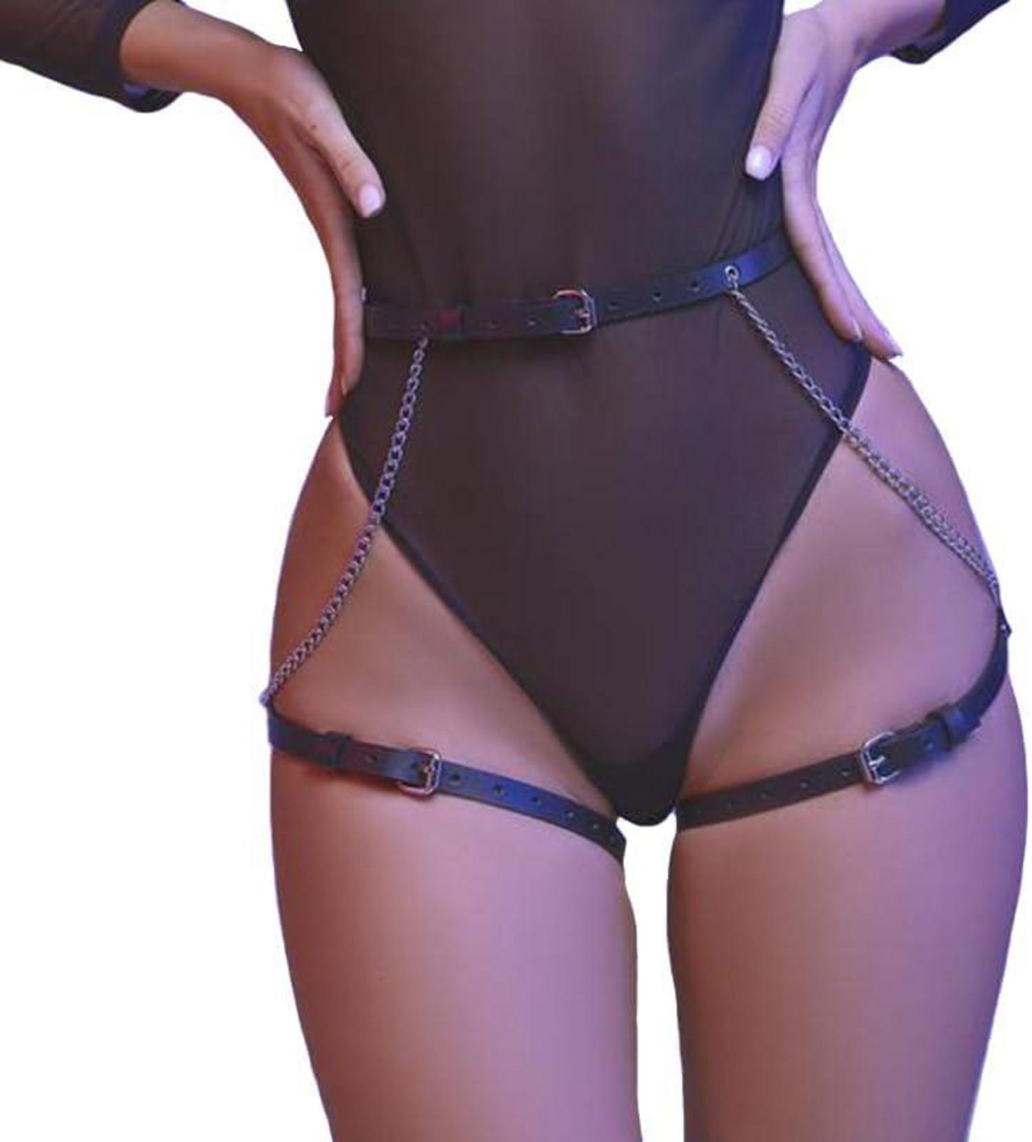 Sexy Damen Leder Harness Strumpfband Gürtel Oberschenkel Strapse Bondage BDSM