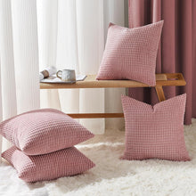 Kissenbezüge 45x45 Rosa 4er Set Cord Deko Sofakissen