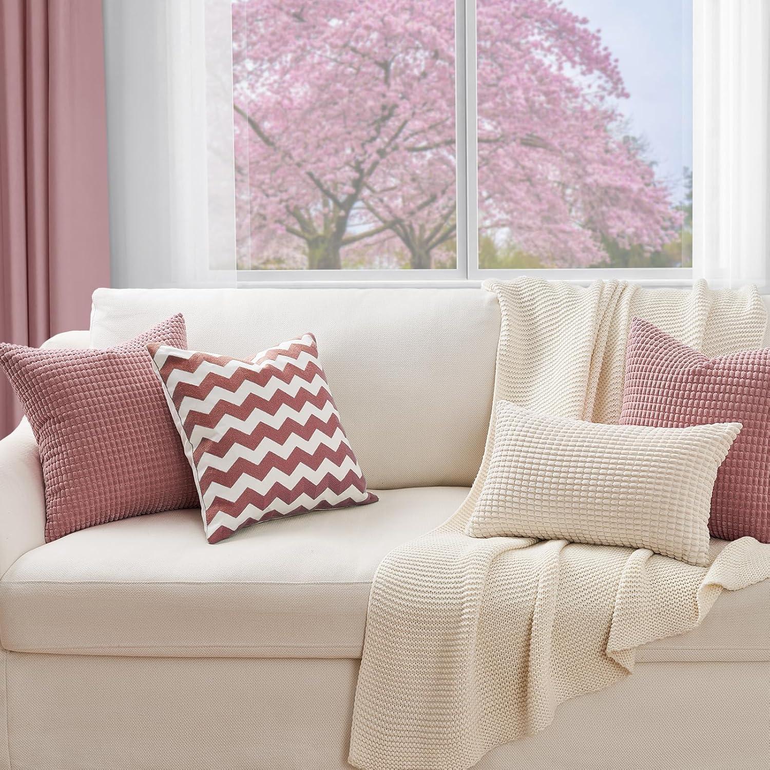 Dekokissenbezug 45x45 Rosa Lila 4er Set Cord Kissenhülle Sofa Couch