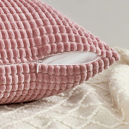 Kissenbezug 45x45 Rosa Lila 4er Set Kordsamt Kissenhüllen Sofakissen