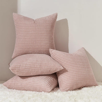Kissenbezug 45x45 Set 4er Sakura Rosa Cord körnig Dekokissen