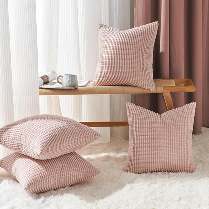 4er Set Kissenbezug 45x45 Sakura Rosa Cord Kordsamt weich