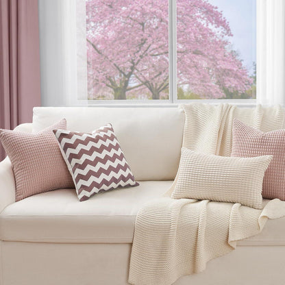 Topfinel Kissenbezug 45x45 Rosa 4er Set Cord Körnig Dekokissen Sofa