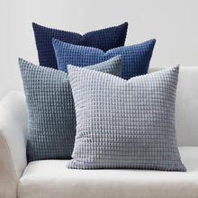 Kissenbezug Set Blau Cord 4er 30x30 Farbverlauf Dekokissen hüllen