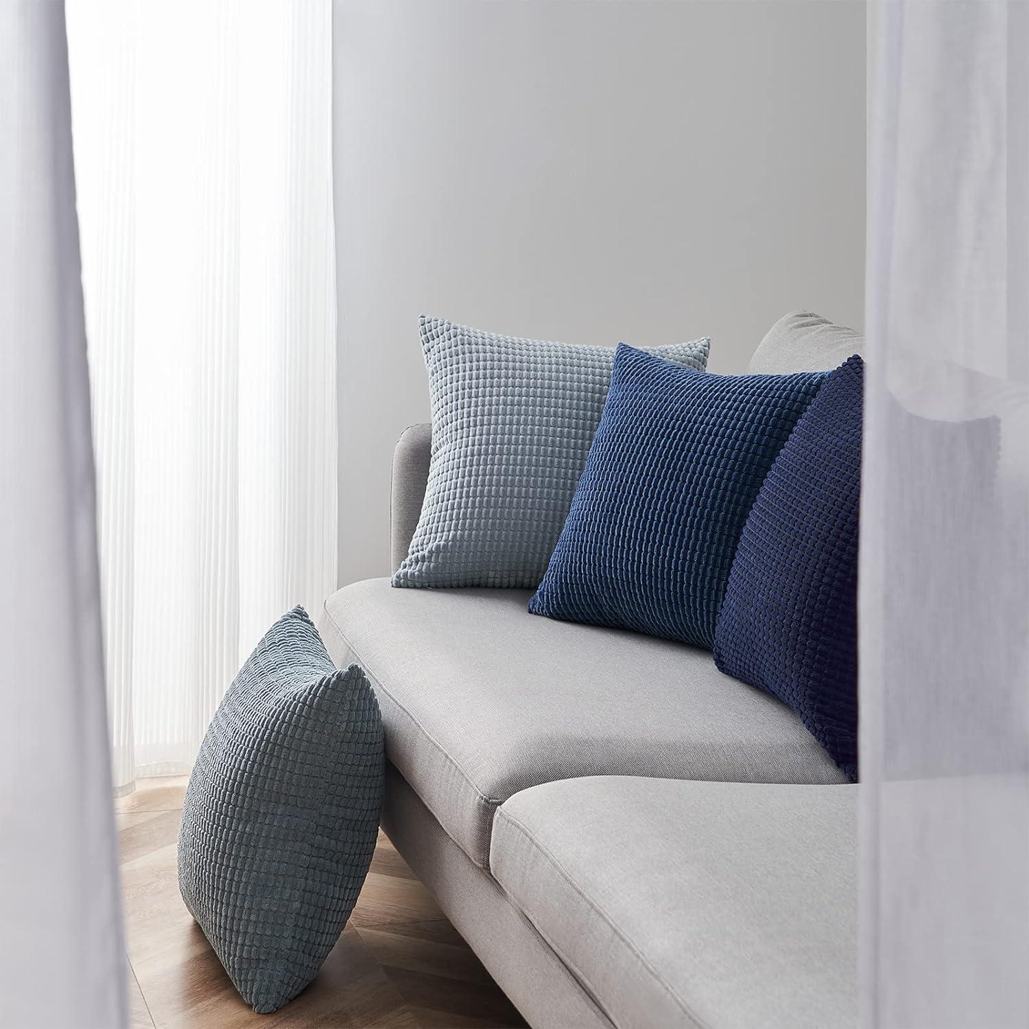 Topfinel Kissenbezug 30x30 Blau 4er Set Kordsamt Farbverlauf Sofa Wohnzimmer