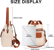 Leathario Damen Rucksack Lederrucksack Schwarz Beige