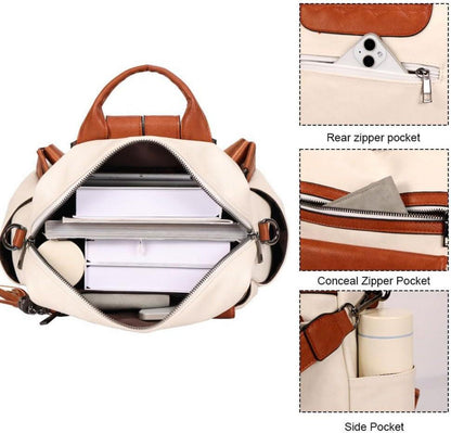 Damen Cityrucksack Elegant Lederrucksack Wasserdicht 2in1 Backpack