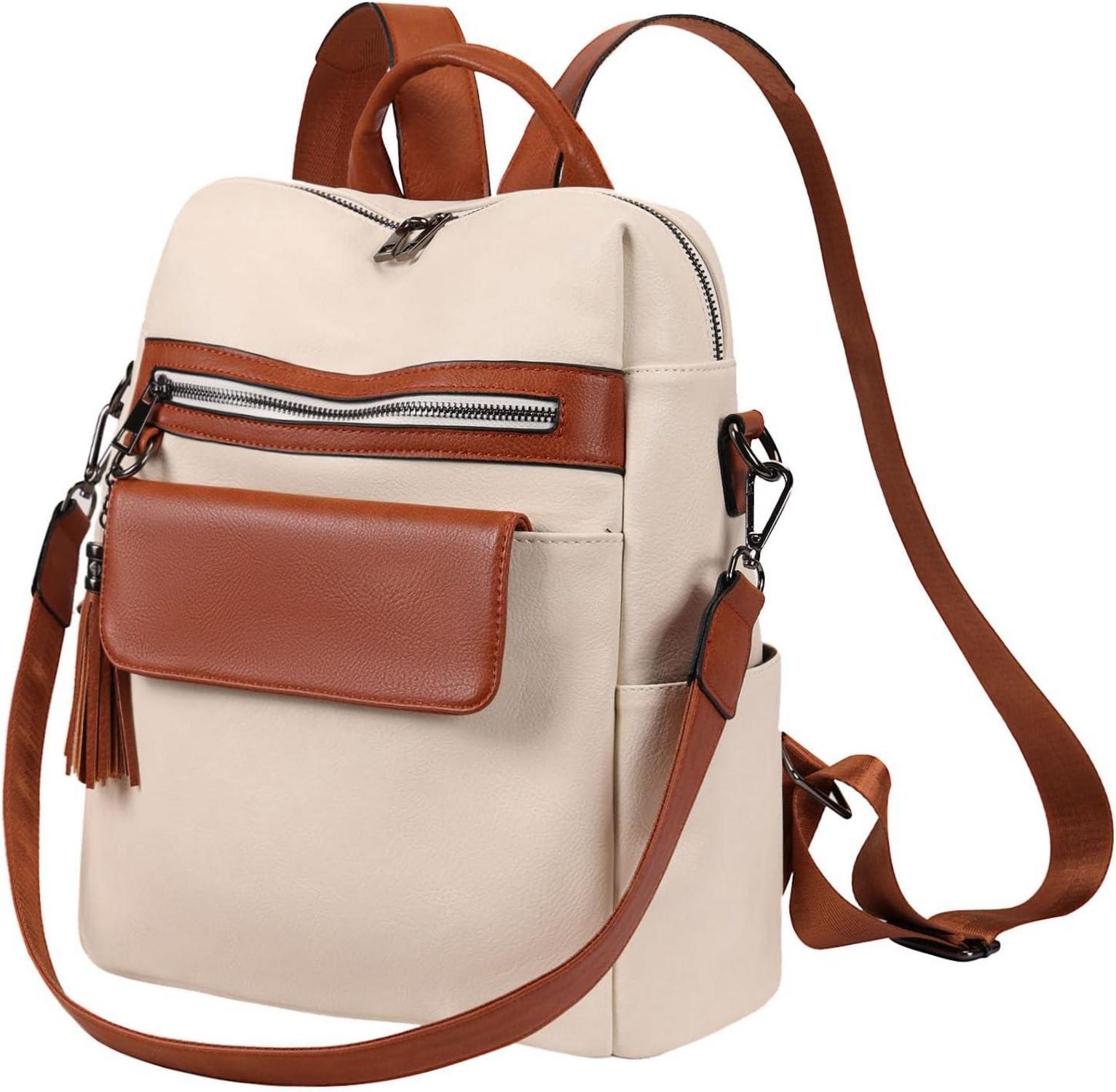 Leathario Damen Rucksack Cityrucksack Lederrucksack Wasserdicht Schwarz