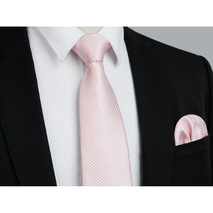 Herren Krawatte & Einstecktuch Set, Rosa, Formell