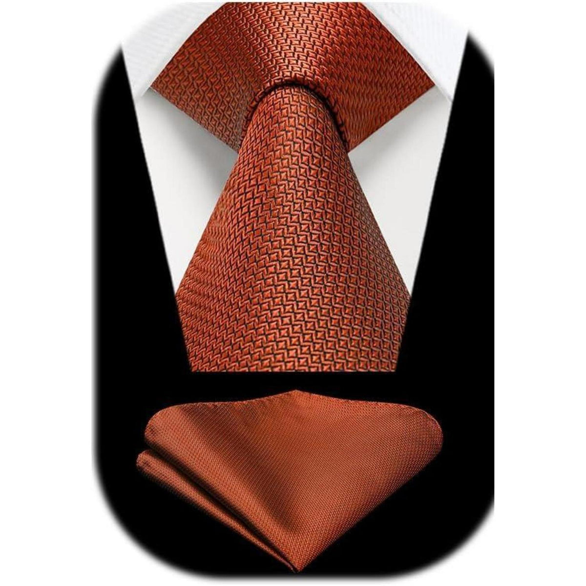 Herren Krawatte & Einstecktuch Set Gebranntes Orange Formell
