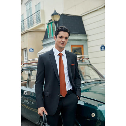 Herren Krawatte & Einstecktuch Set Gebranntes Orange Formell