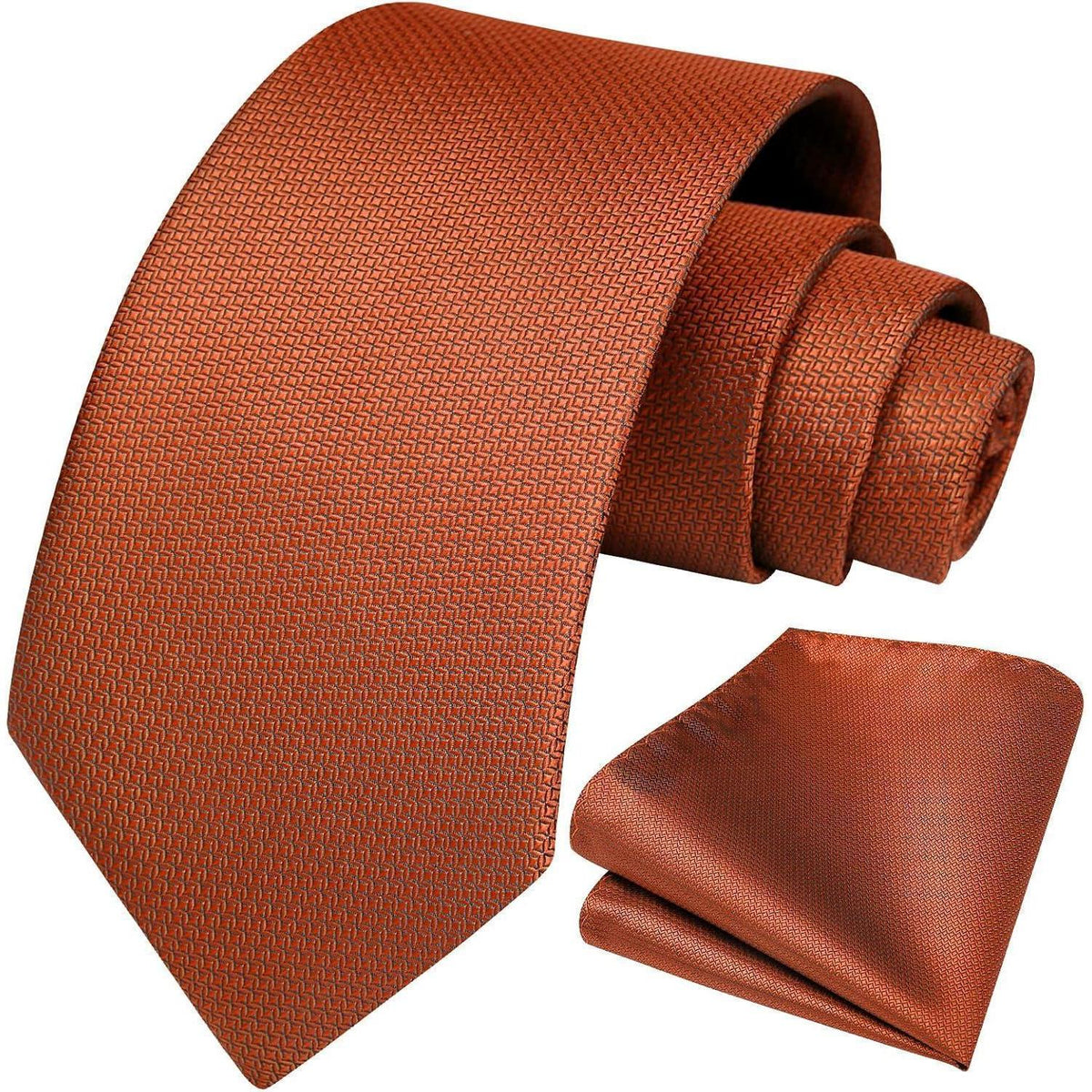 Herren Krawatte & Einstecktuch Set Gebranntes Orange Formell
