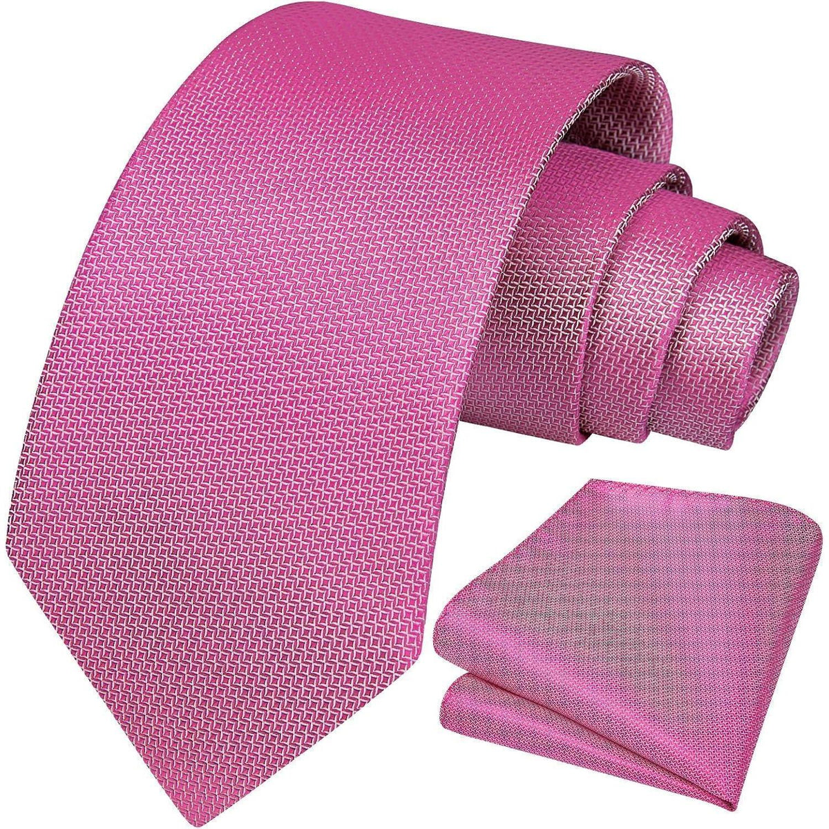 Herren Krawatte & Einstecktuch Set Fuchsia Rosa Formell