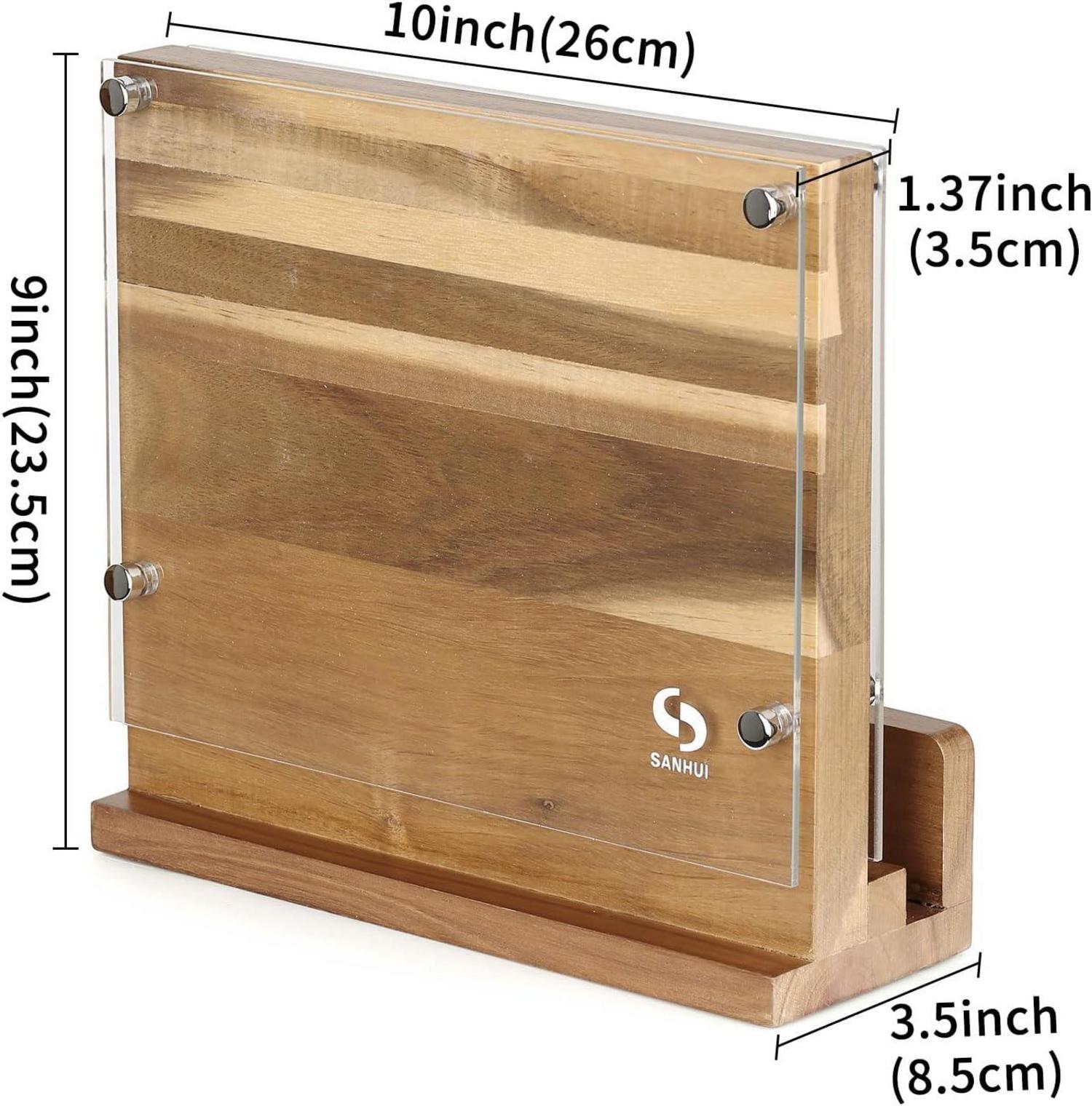 Magnetischer Messerhalter aus Akazienholz, doppelseitig magnetisch