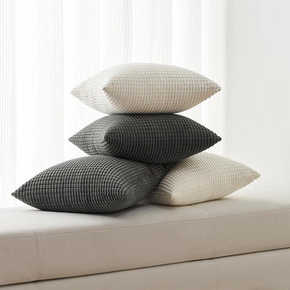 Kissenbezug 50x50 Weiß 4er Set Kordsamt für Sofa Wohnzimmer
