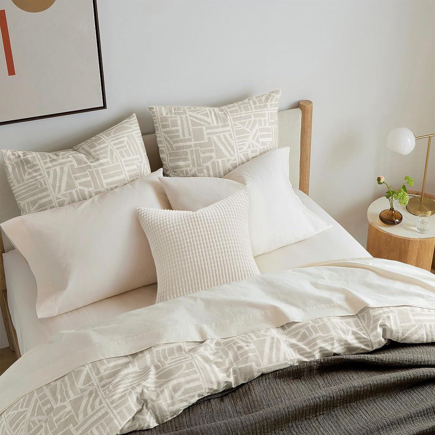 Topfinel Kissenbezug 50x50 Creme Weiß 4er Set Cord körnig Sofa Deko