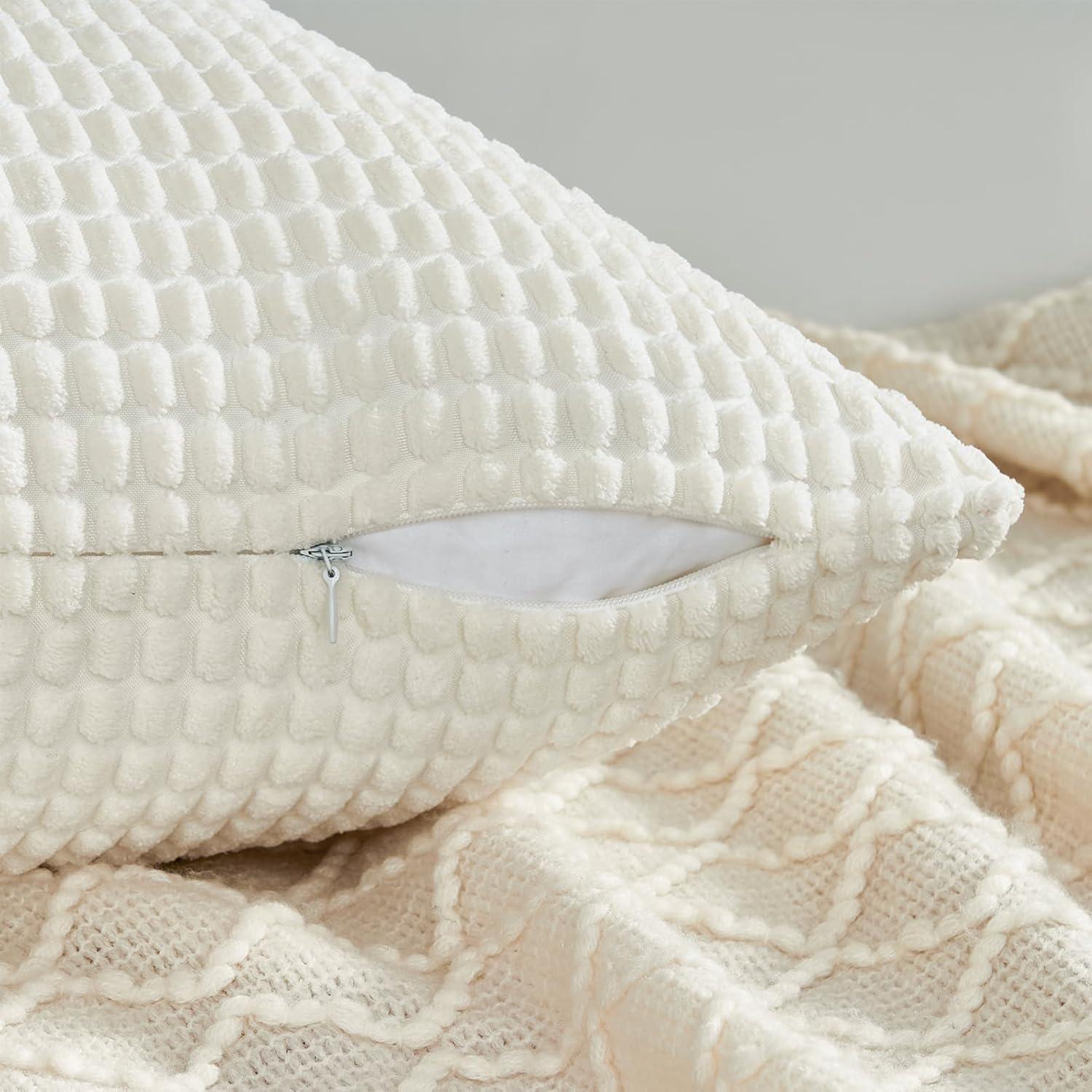 Kissenbezug 50x50 Creme Weiß 4er Set Cord Körnig Dekokissen Sofa