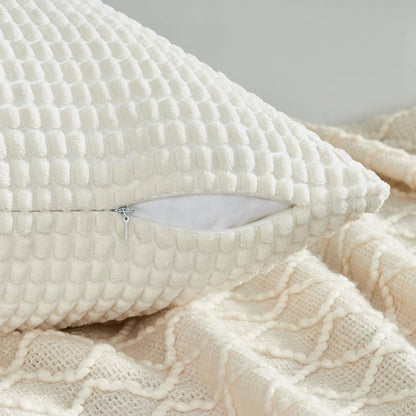 Kissenbezug 50x50 Creme Weiß 4er Set Cord Körnig Dekokissen Sofa