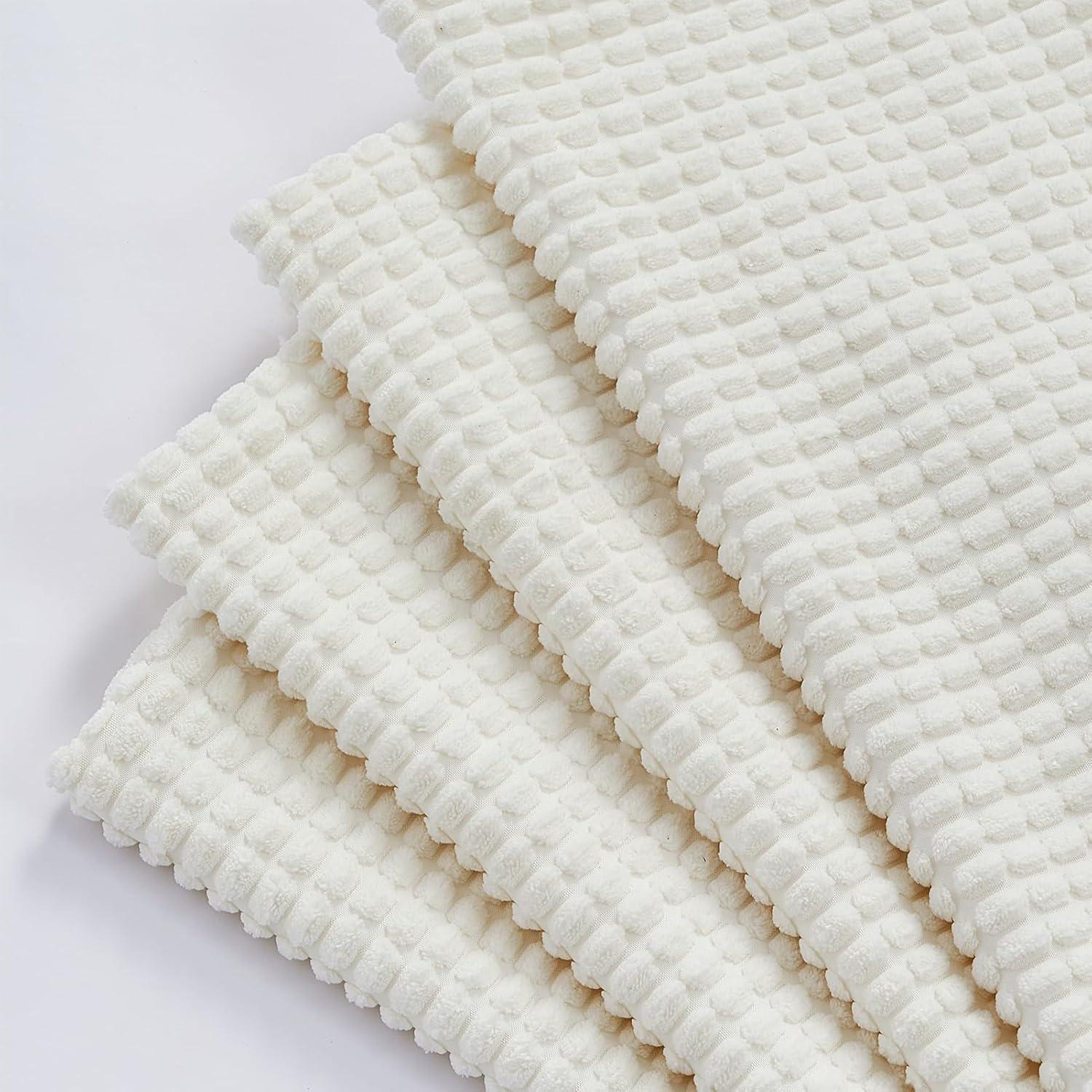 Topfinel 4er Set Kissenbezug 50x50 Creme Weiß Cord Dekokissenhülle