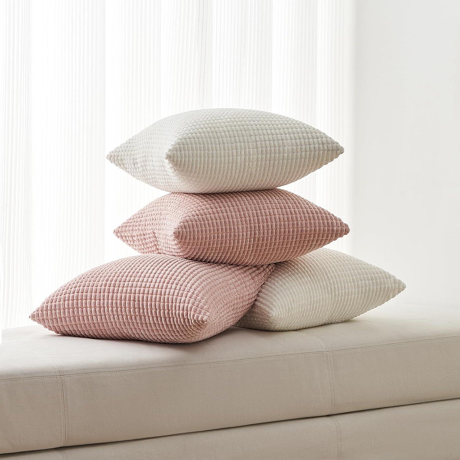 Kissenbezug 40x40 Set 4er Sakura Rosa Kordsamt Kissenhülle