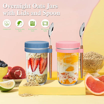 Müsli Cup to Go Becher 2er Set mit Deckel und Löffel, 600ml