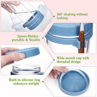 Set aus 2 UHAPEER Glas Müsli Cup to Go Behälter 21oz - Auslaufsicher & BPA-frei