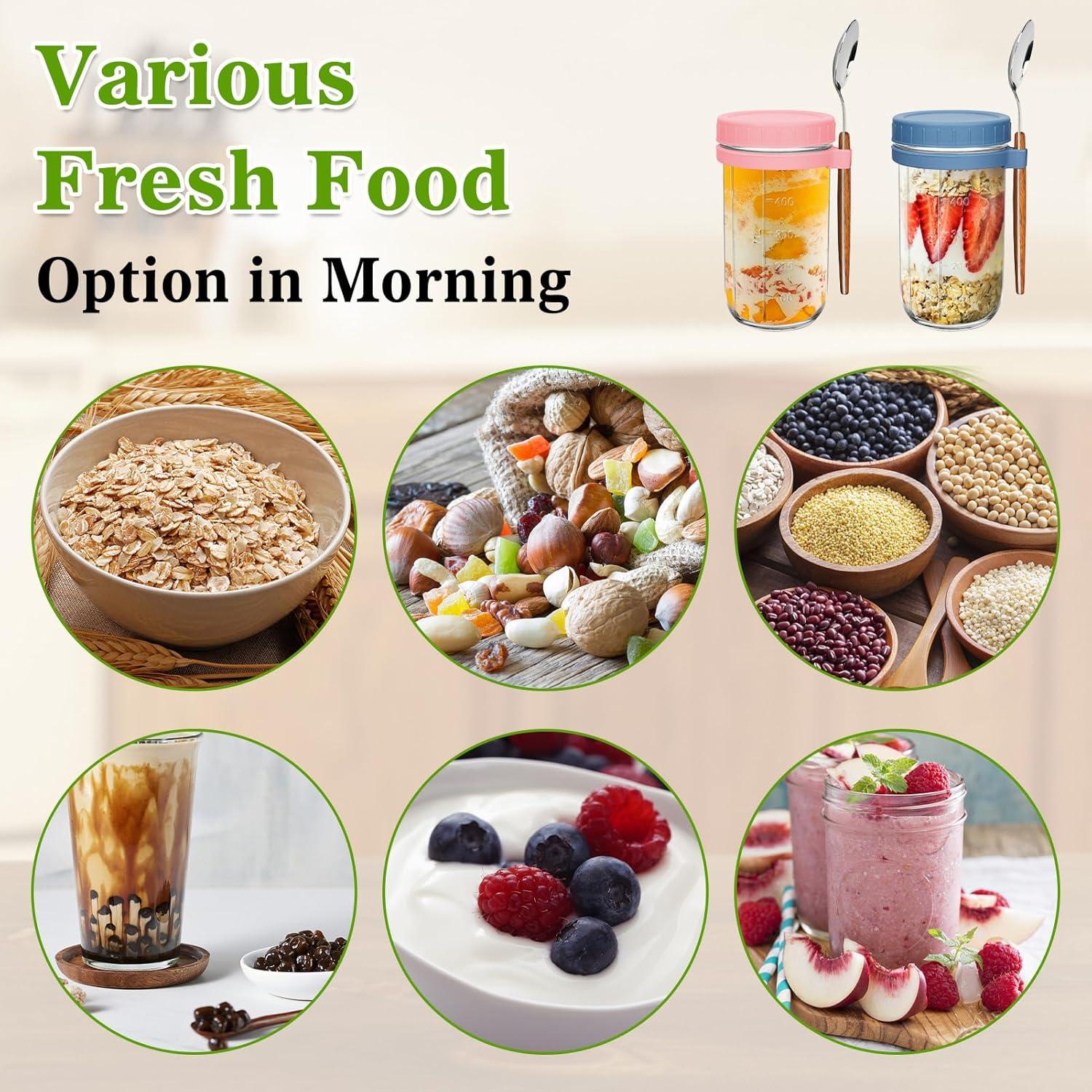 Übernacht-Haferflocken-Container Glas Müslibecher to go 2er Set 600ml