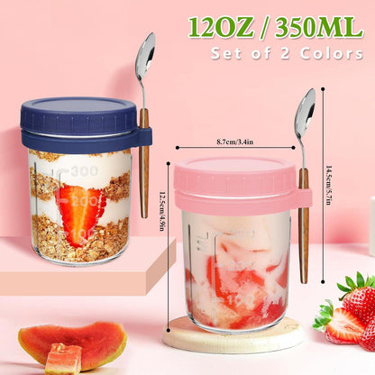 UHAPEER Overnight Oats Gläser 2er Set 350ml mit Deckel und